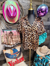 Load image into Gallery viewer, Western Leopard Desert Cowgirl Satin Pajamas