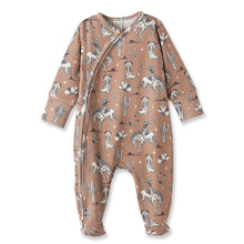 Load image into Gallery viewer, Wild Wrangler/Brown Western Baby Boy Bamboo Zipper Romper
