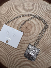 Load image into Gallery viewer, Silver Colored Western Rodeo Pendant Necklace
