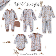 Load image into Gallery viewer, Wild Wrangler/Blue Western Baby Boy Bamboo Zipper Romper
