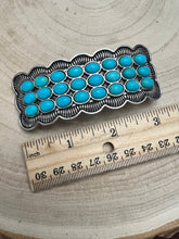 Load image into Gallery viewer, Western Faux Turquoise Cluster Metal Hair Barrette
