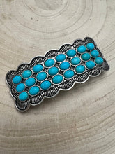 Load image into Gallery viewer, Western Faux Turquoise Cluster Metal Hair Barrette
